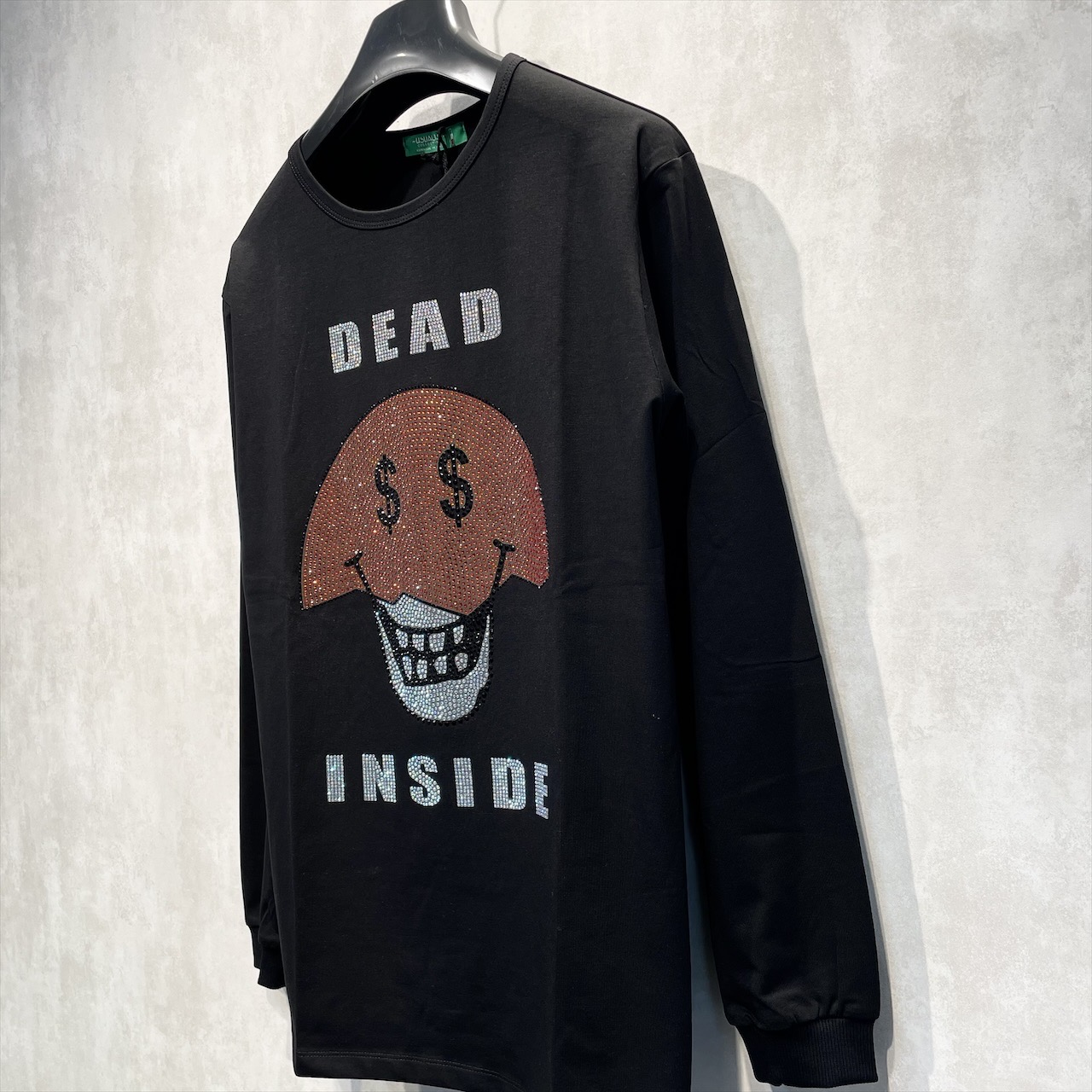 USUALIS Rhinestone L/S TEE (Dead Smile-BLK) [WIDE FIT]画像8