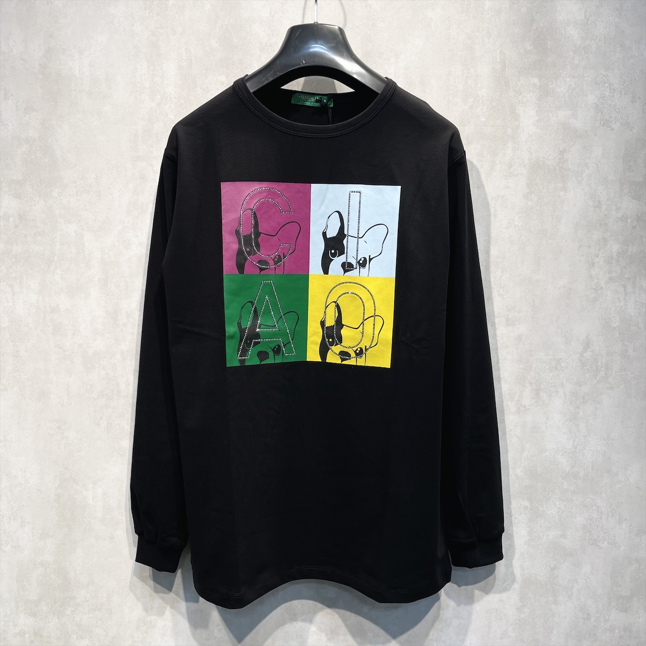 USUALIS Rhinestone L/S TEE (Andy Ciao!-BLK) [WIDE FIT]画像1