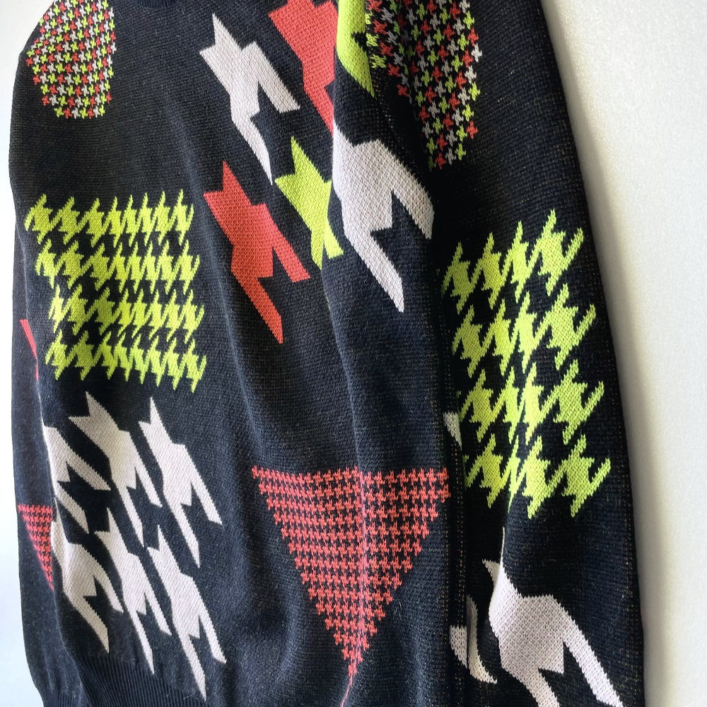 USUALIS Crew Neck Knit (Houndstooth Pink) [SLIM FIT]画像6