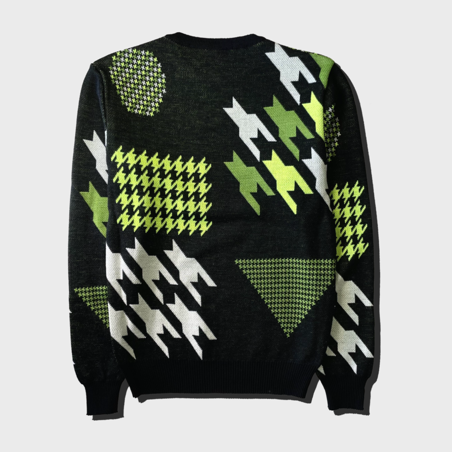 USUALIS Crew Neck Knit (Houndstooth Green) [SLIM FIT]画像10