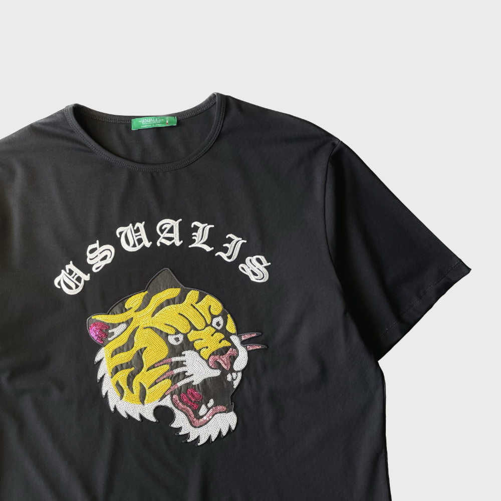 USUALIS TIGER Rhinestone Tee [RELAX FIT]画像3