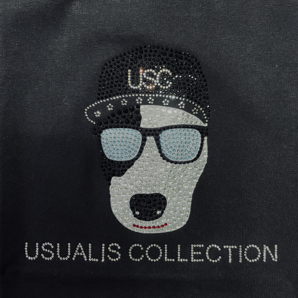 USUALIS 【再入荷!】 Hip Dog Rhinestone TEE [SLIM FIT]画像4
